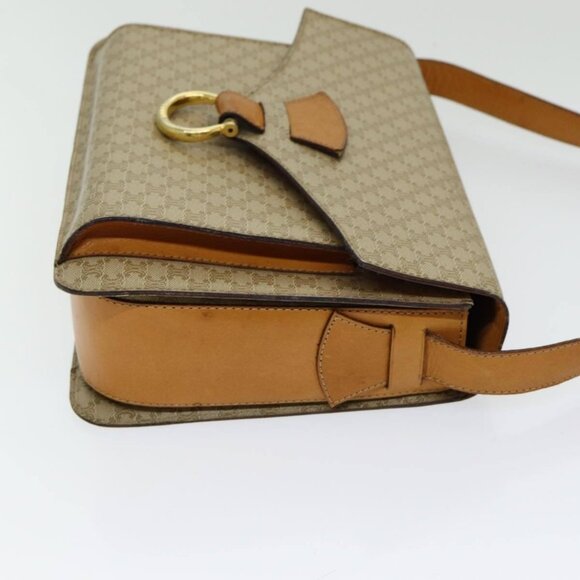 CELINE Macadam Canvas Shoulder Bag Beige Gold Auth - Picture 4 of 16